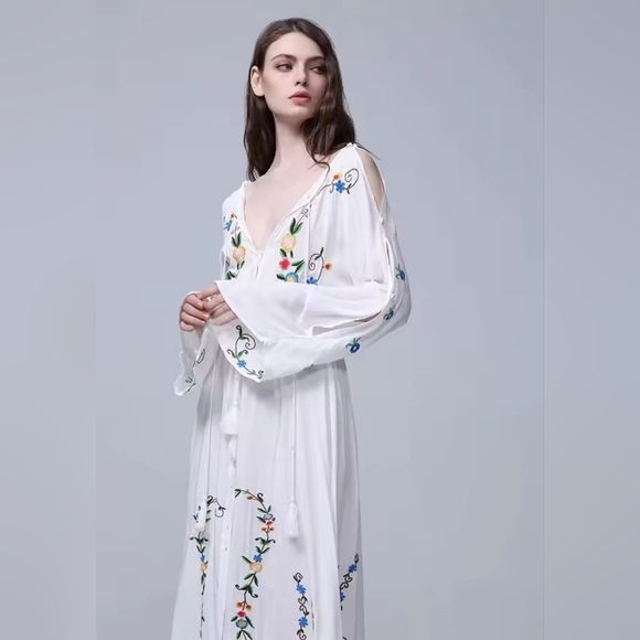 Chic White Floral Maxi Dress- Reversible - Picture 13 of 16